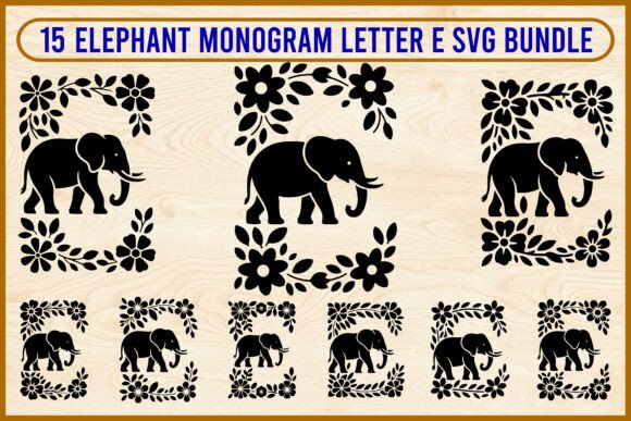 15 Elephant Monogram Letter E SVG Bundle: Elevate Your Crafting Projects
