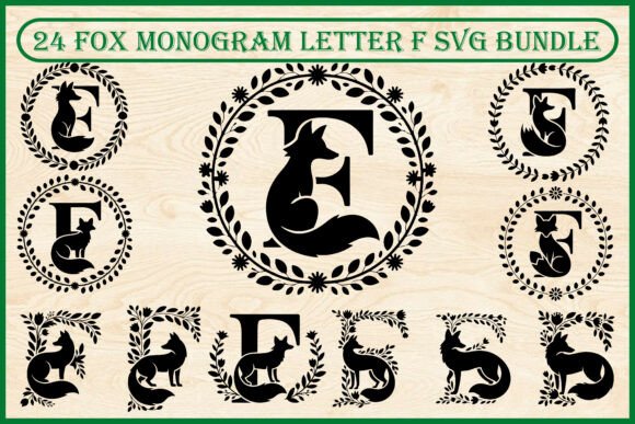 24 Fox Monogram Letter F SVG Bundle