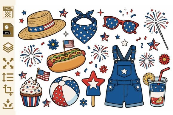 4th of July Clipart PNG SVG Bundle
