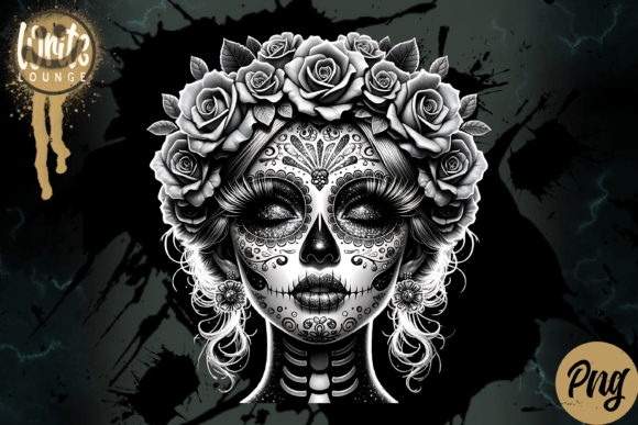 Black and White La Catrina Sugar Skull