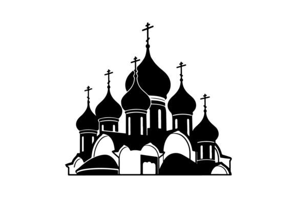 Black and White Orthodox Church Silhouette