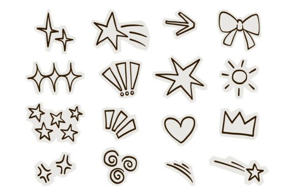 Cute Outline Doodle Elements Bundle