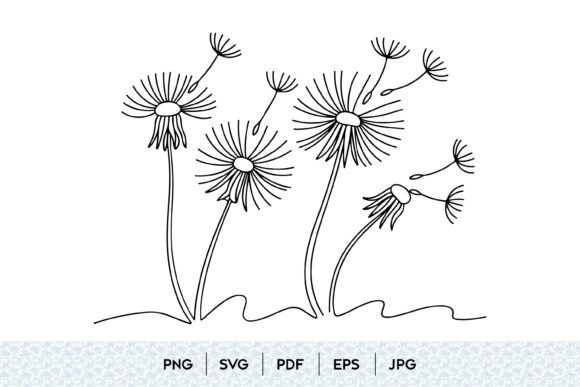 Dandelion Flower Line Art: Versatile Design