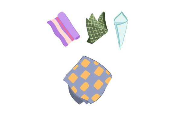 Different Folded and Rolled Cloth Napkin