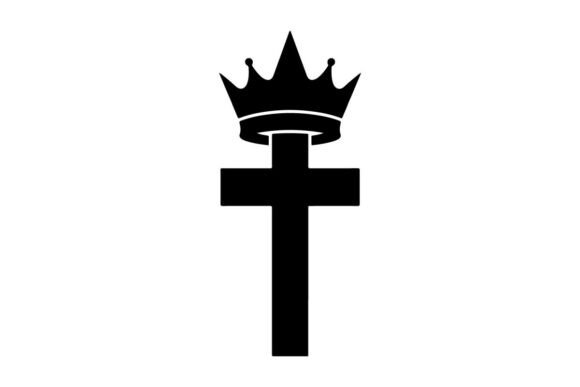 Elegant Black Royal Crown Cross Symbol F: A Modern Design Essential