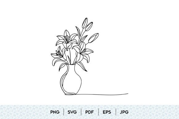 Elevating Creative Workflows with the Lily Bouquet Vase Line Art SVG