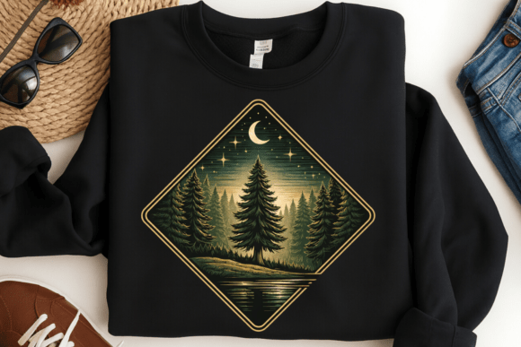 Evaluating the Moon Forest Badge PNG for Creative Projects