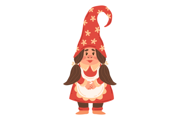 Girl in Gnome Hat: Cute Holiday Character