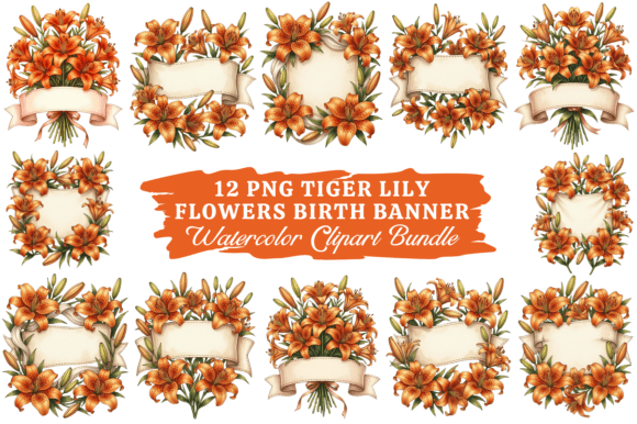 Lily Flowers Watercolor Clipart Pack 65