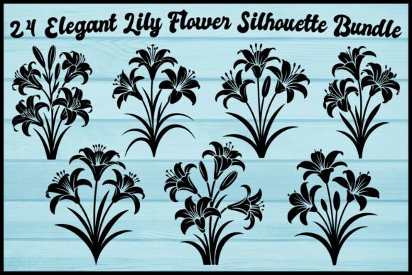 Mastering Botanical Design with the 24 Elegant Lily Flower Silhouette Bundle