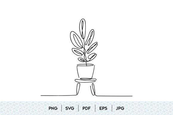 Minimal Potted Plant Line Art SVG