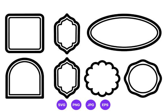Ornamental Black and White Frames Set