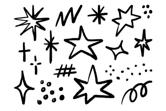 Star Sparkle Doodle Brush Element Set: Elevating Designs with Hand-Drawn Magic