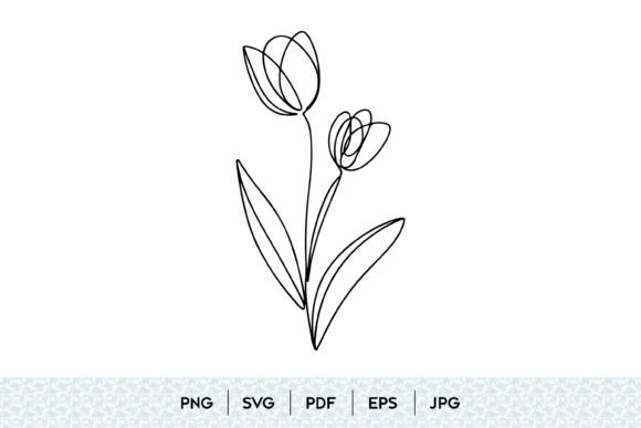Tulip Flower Line Art: Modern Design Assets