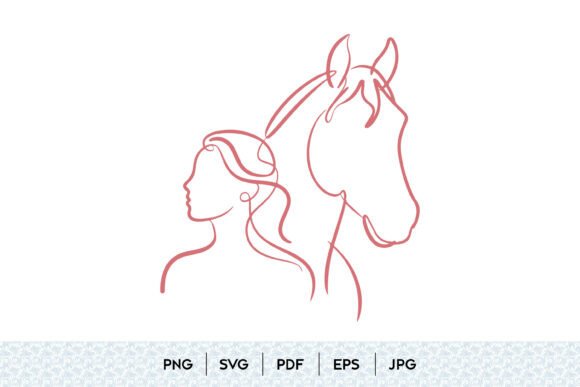 Woman Horse Line Art SVG: Elegant Design Assets